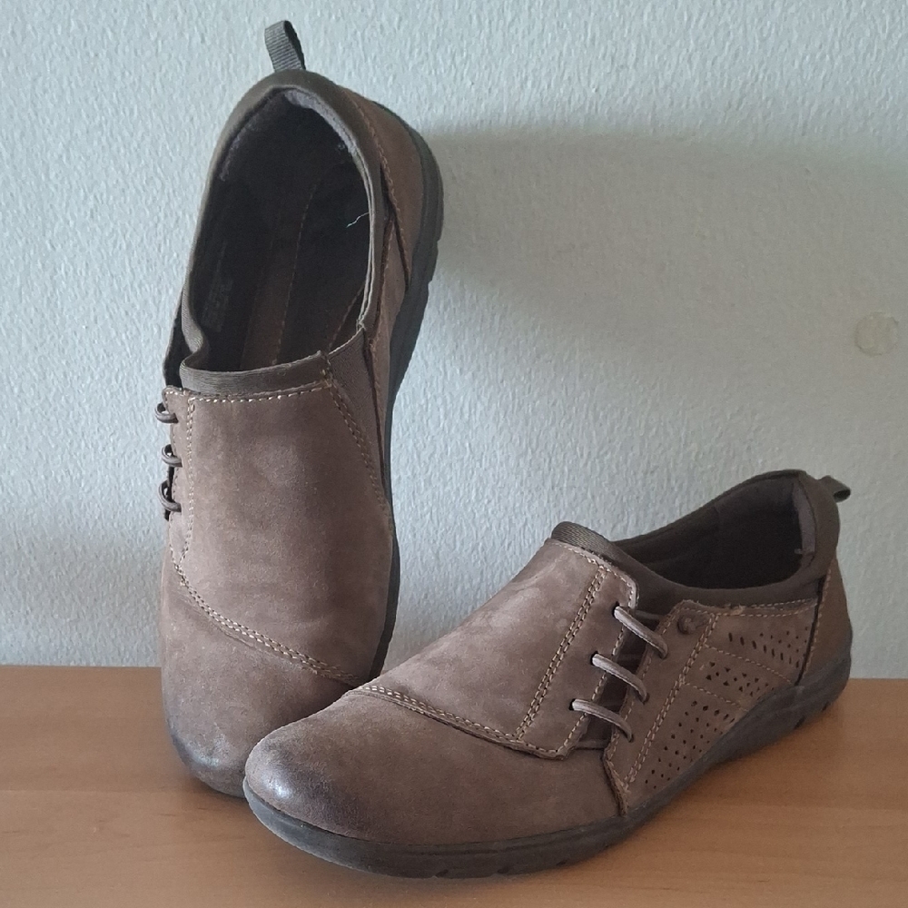 Earth Origins Teresa Brown Stone Suede Leather Loafers - Size 9M